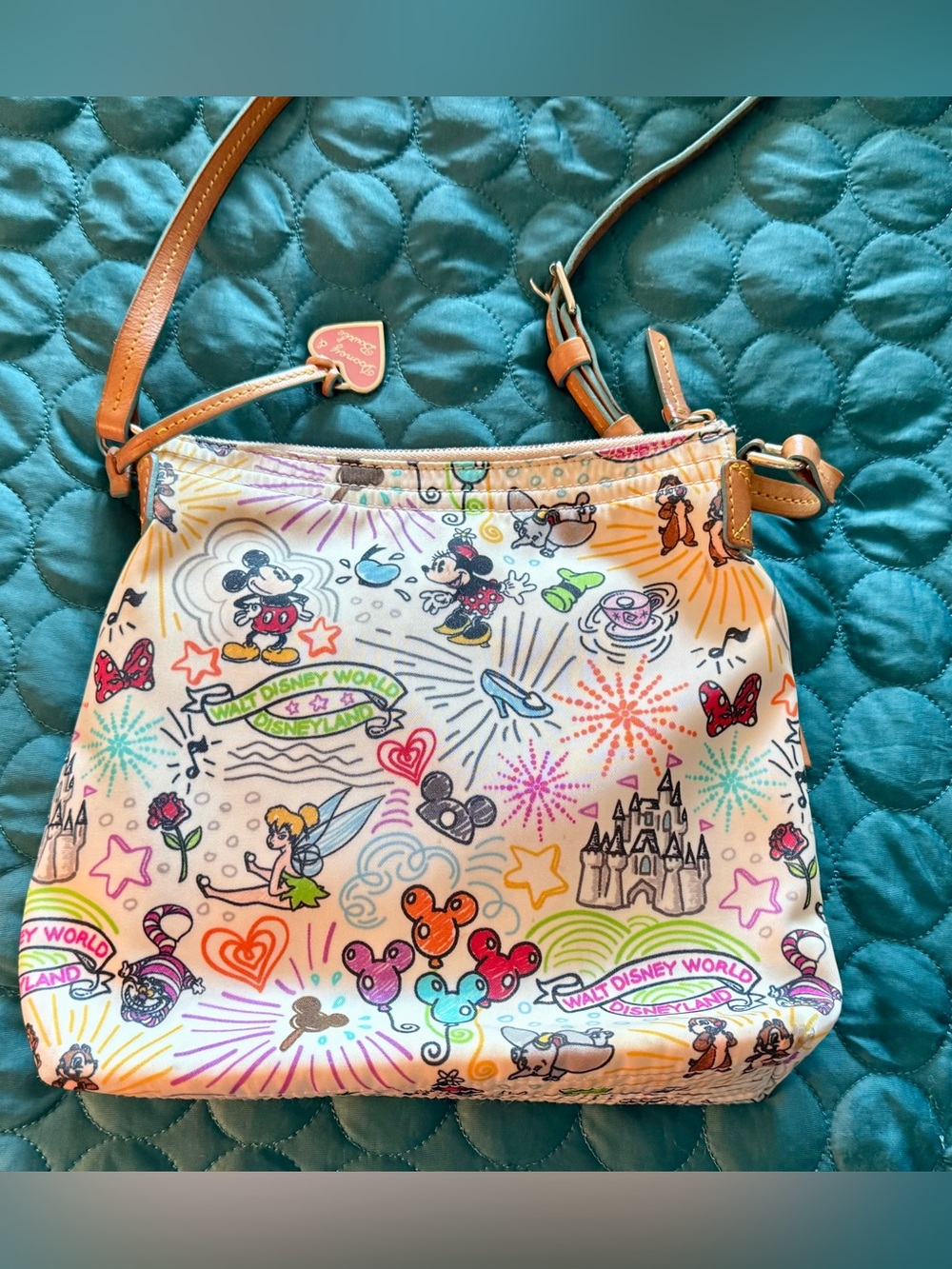 Dooney & Bourke Disney Multicolor Animation Print Crossbody on White - Picture 3 of 11